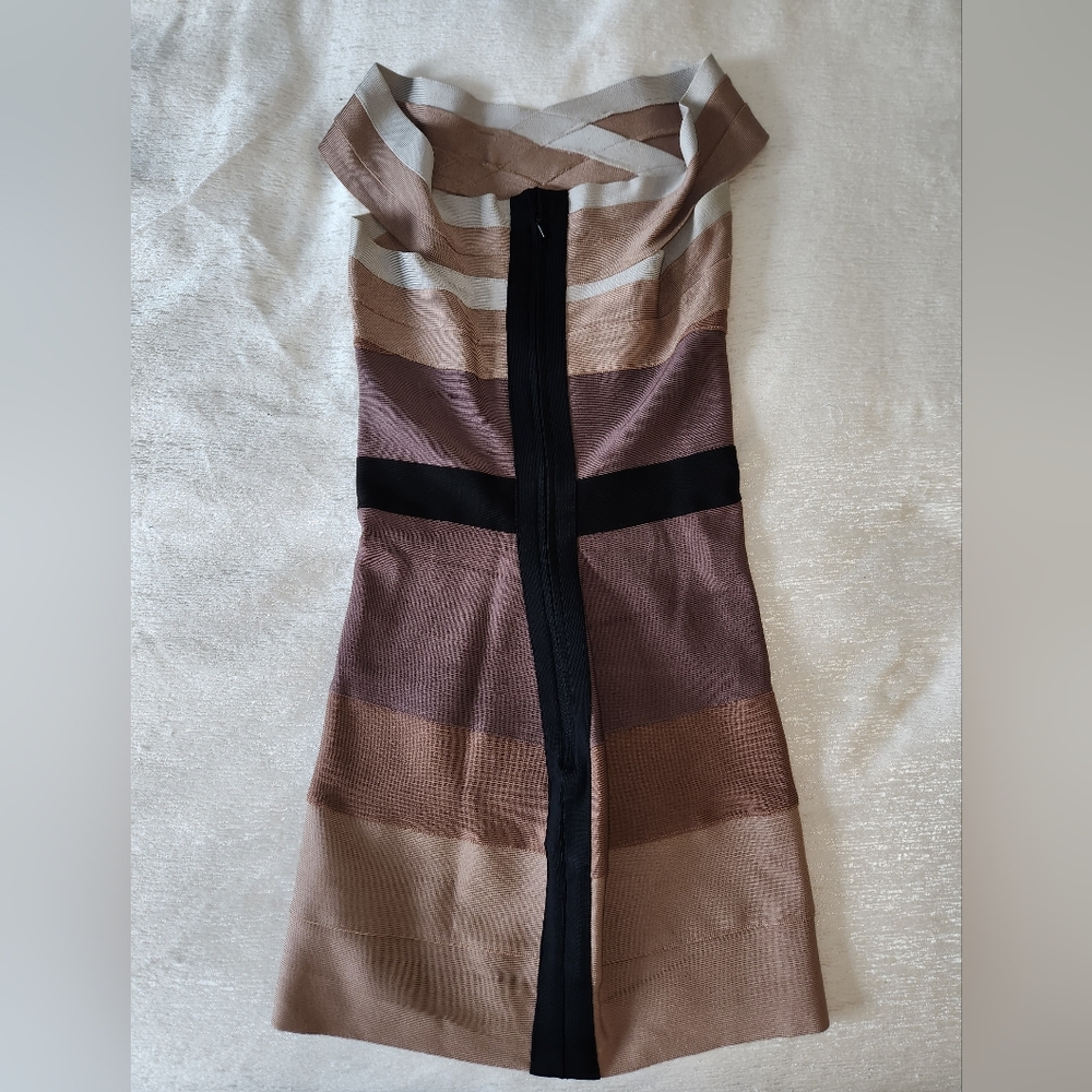 Herve Leger Bandage Dress Brown M (S) - Picture 2 of 5